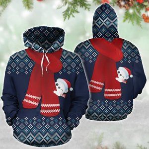 Cute polar bear christmas day santa red hoodie
